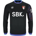 AFC Bournemouth 2025-26 pre-match sweatshirt front in black, long sleeve