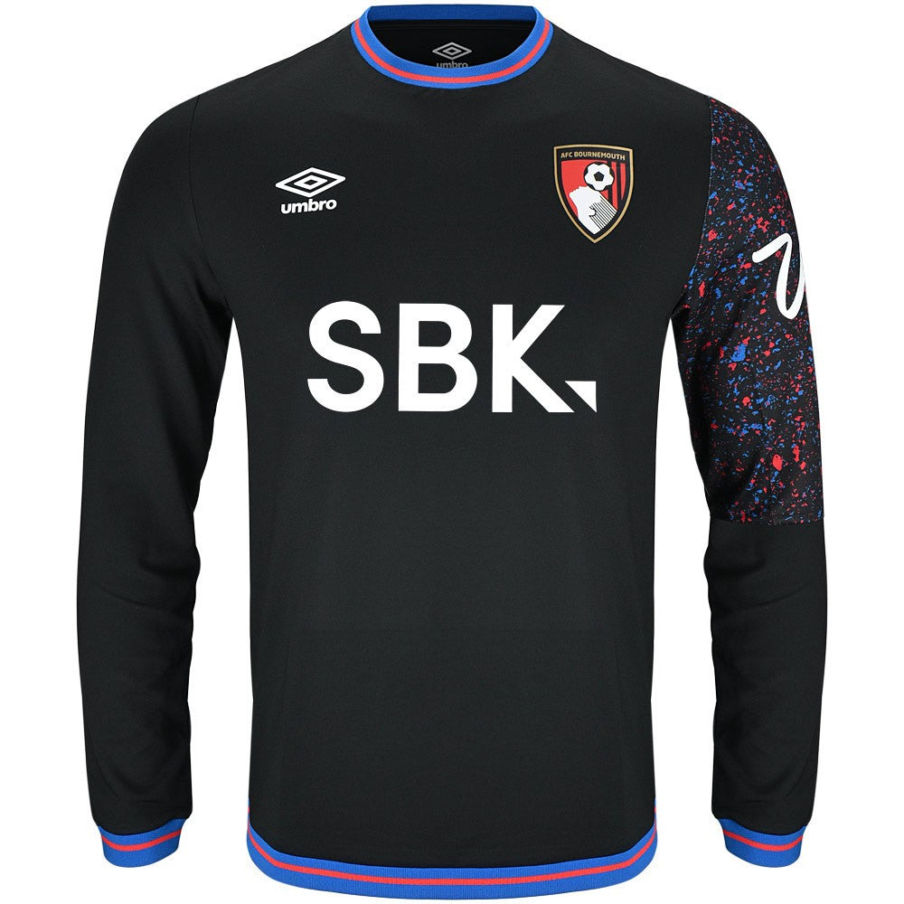 AFC Bournemouth 2025-26 pre-match sweatshirt front in black, long sleeve