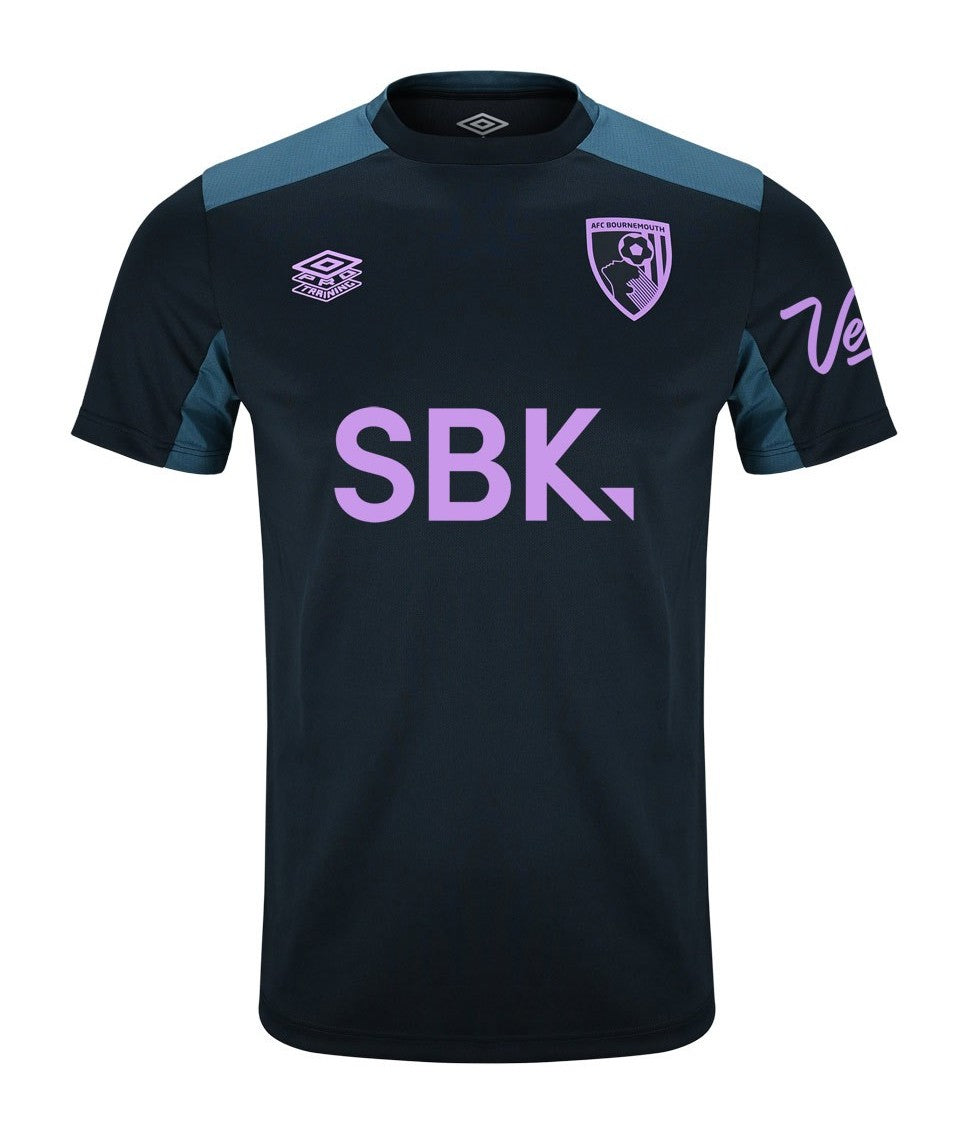 AFC Bournemouth 2025-26 black training shirt front in black and teal