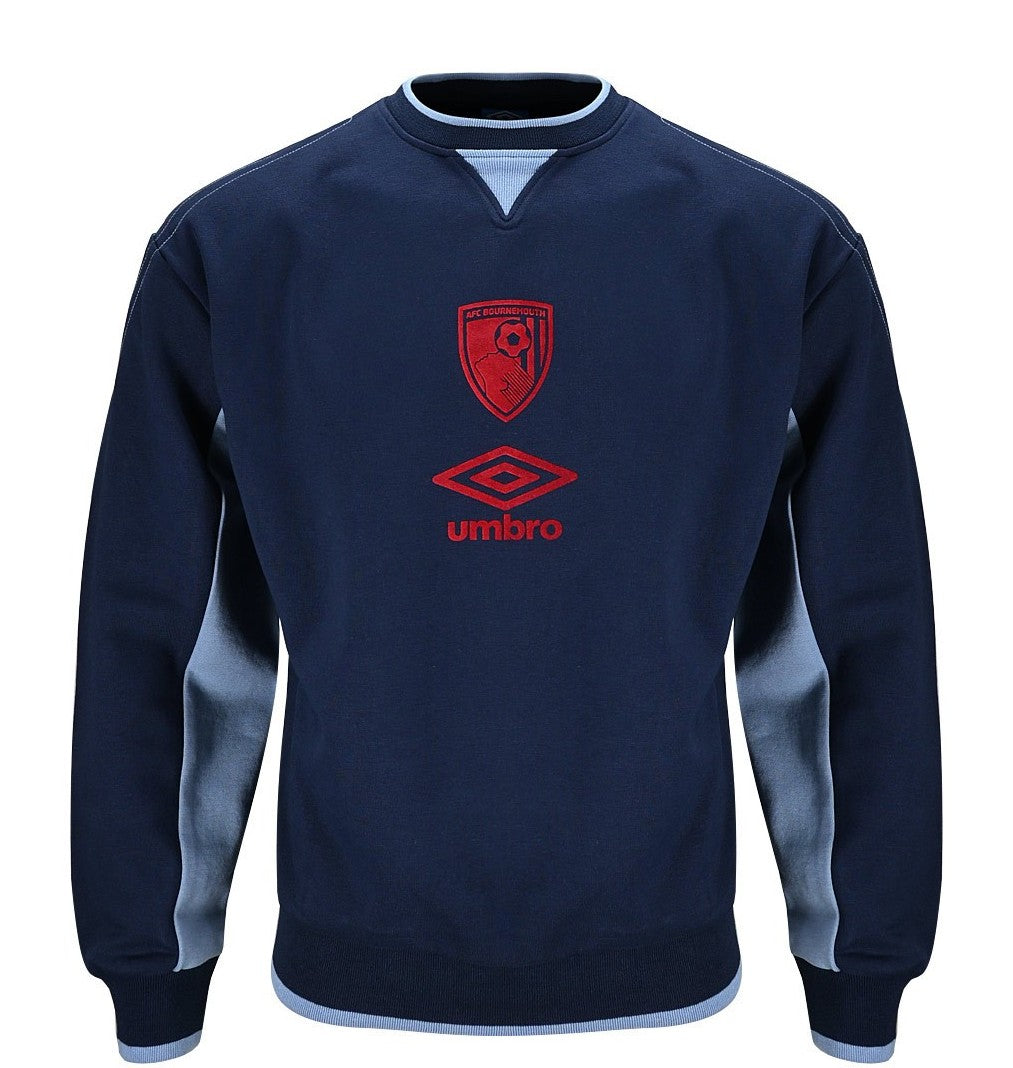 AFC Bournemouth 2025-26 travel sweatshirt front in navy, long sleeve