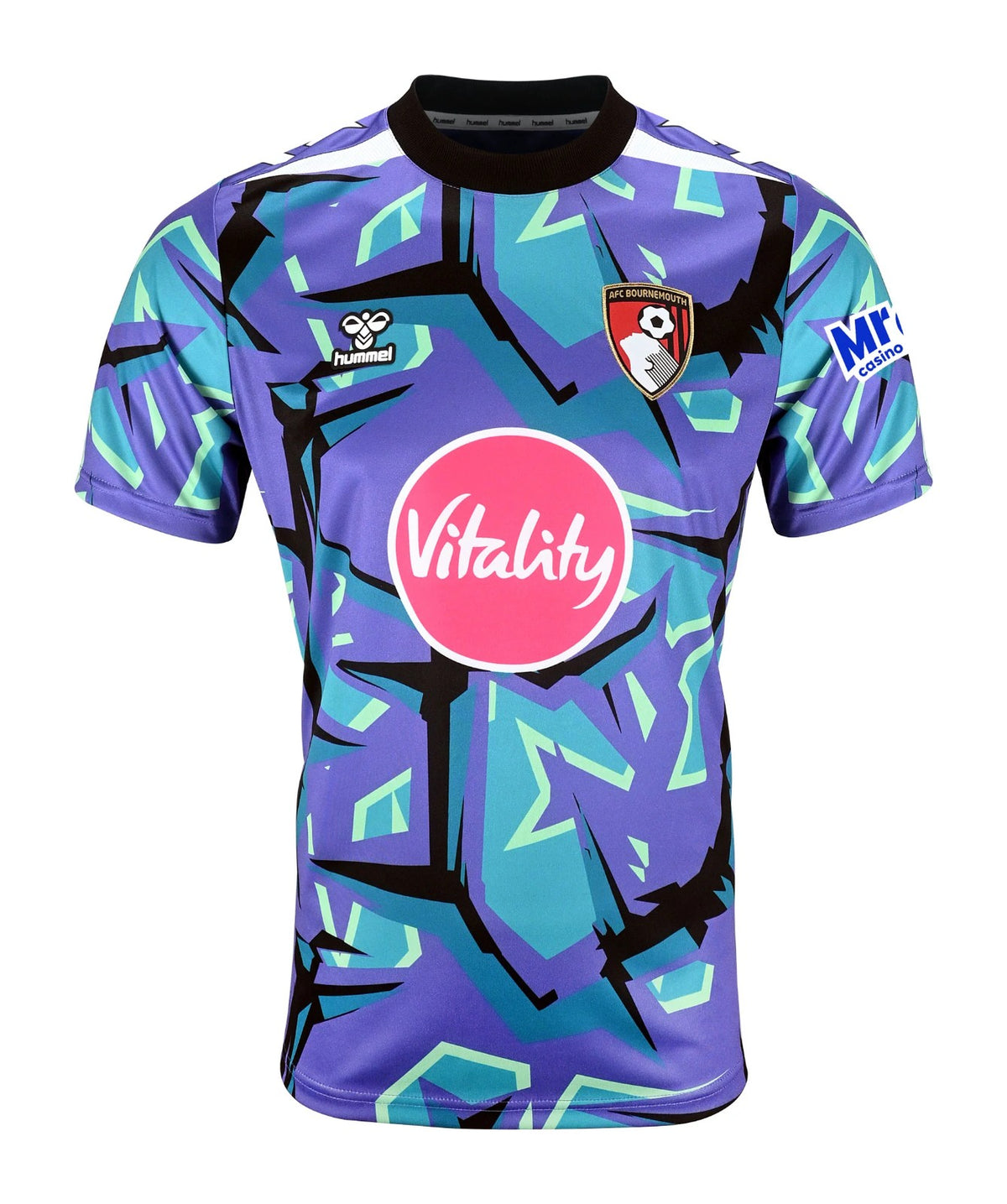 AFC Bournemouth 2026-27 goalkeeper home shirt front in purple with teal abstract print