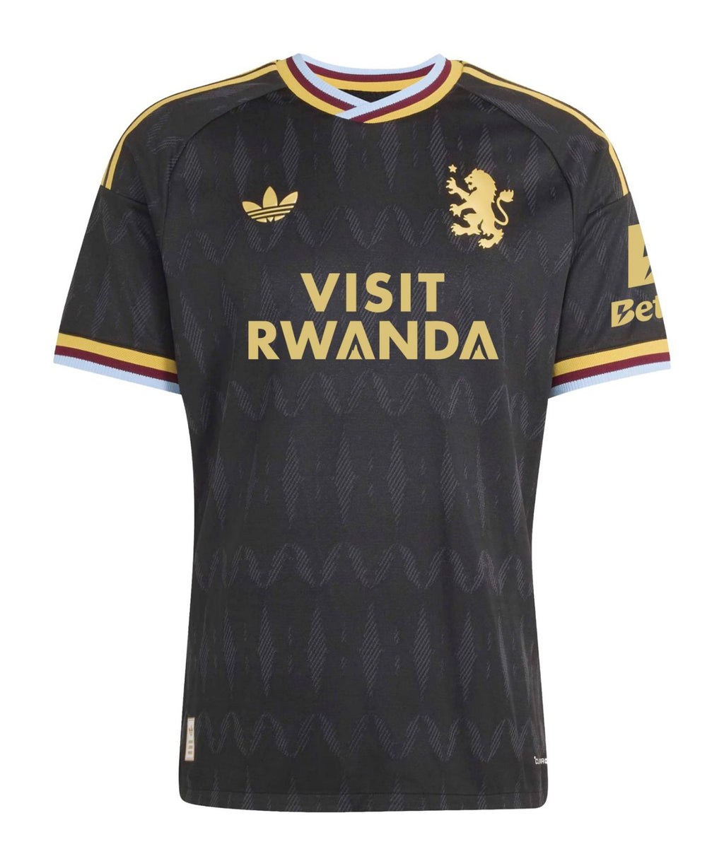 Aston Villa 2026-27 away shirt front in black with gold trim