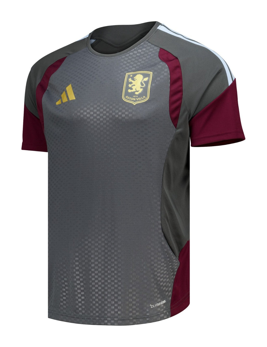 Aston Villa 2026-27 grey training shirt front with claret panels