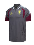 Aston Villa 2026-27 dark grey travel polo front with claret sleeves