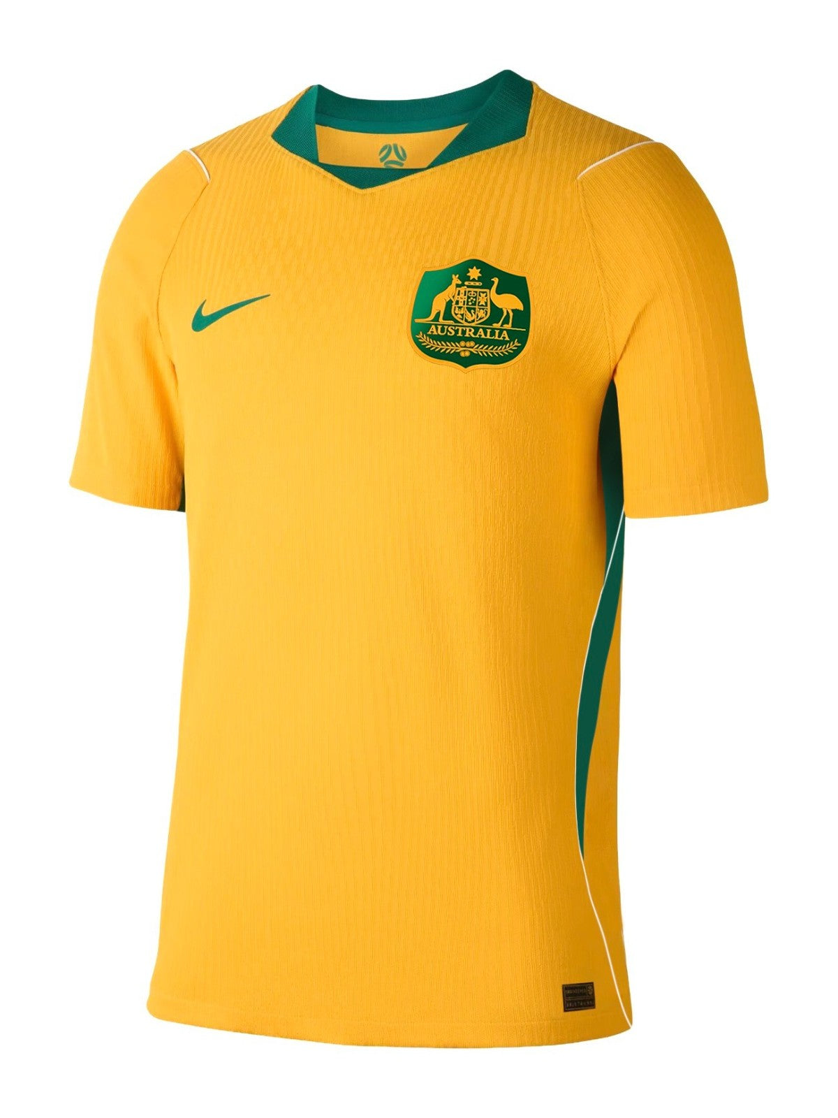 Australia 2026 home shirt front, Socceroos gold with green trim