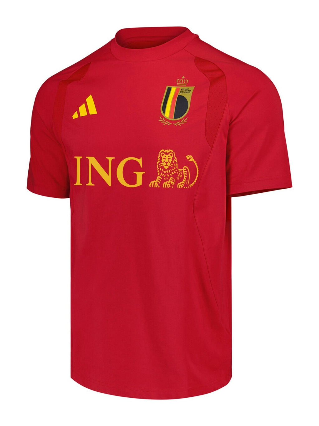 Belgium 2026 red travel shirt front with ING sponsor