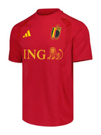 Belgium 2026 red travel shirt front with ING sponsor