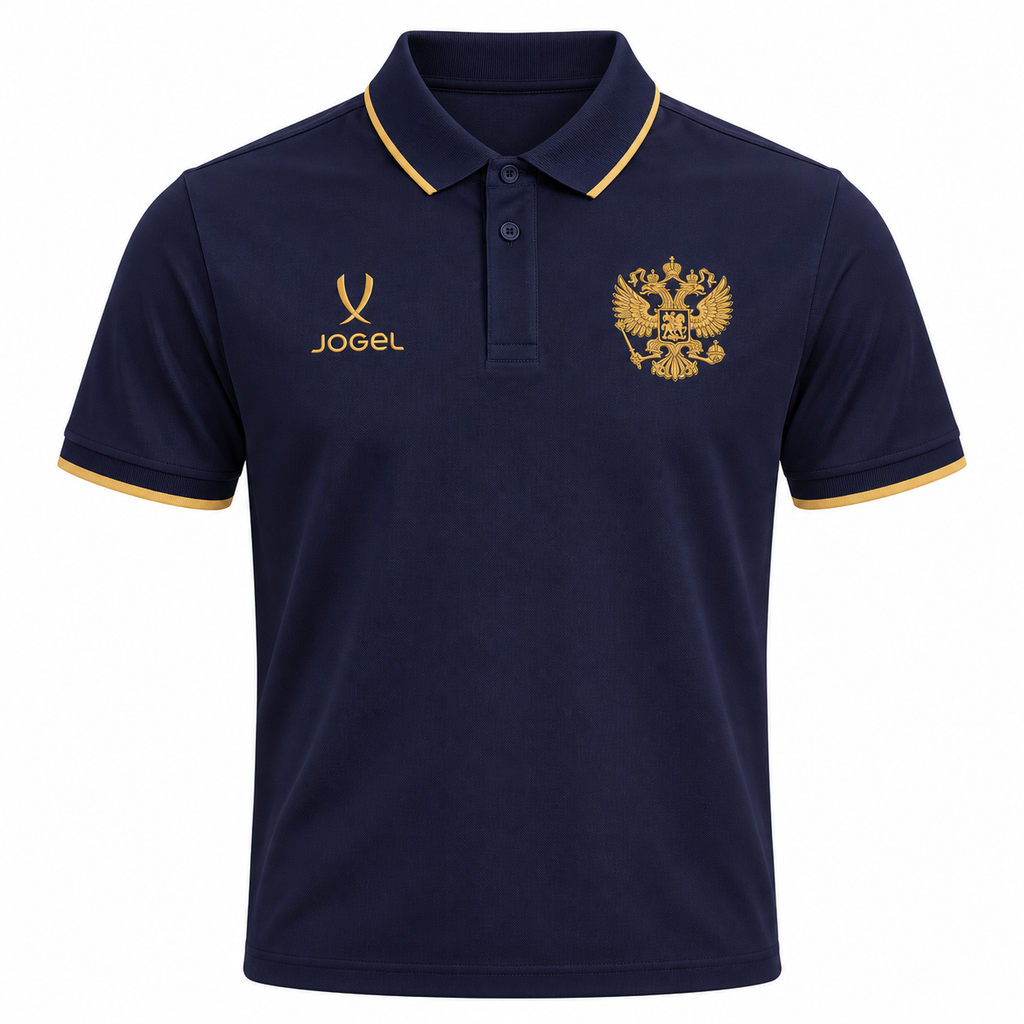 Russia 2026 navy travel polo shirt front