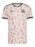 Chile 2026 away shirt front, cream with pink pattern