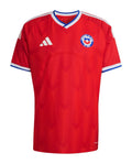 Chile 2026 home shirt front, red with blue and white trim