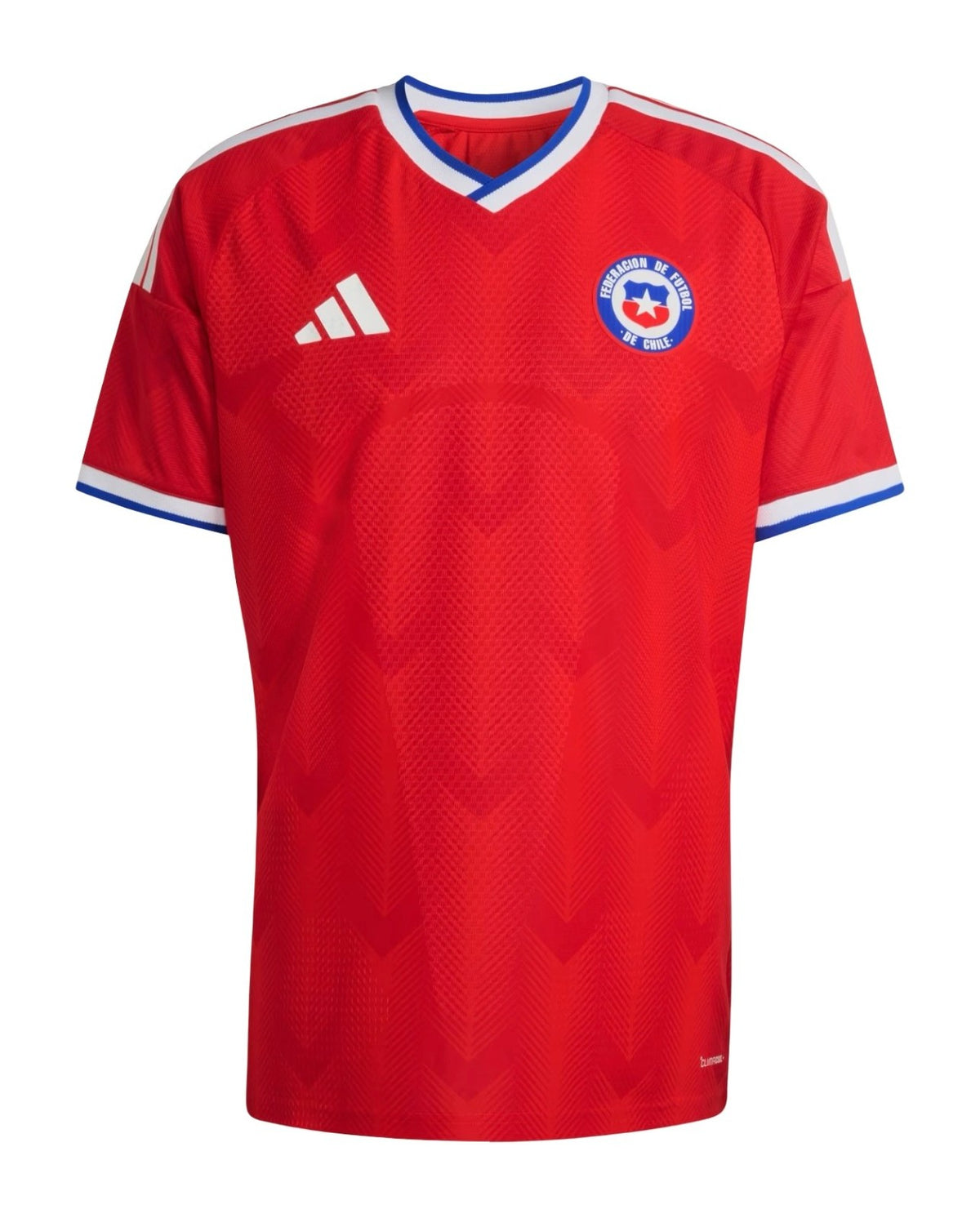 Chile 2026 home shirt front, red with blue and white trim
