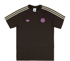 Chile 2026 travel shirt front, dark brown with shoulder stripes