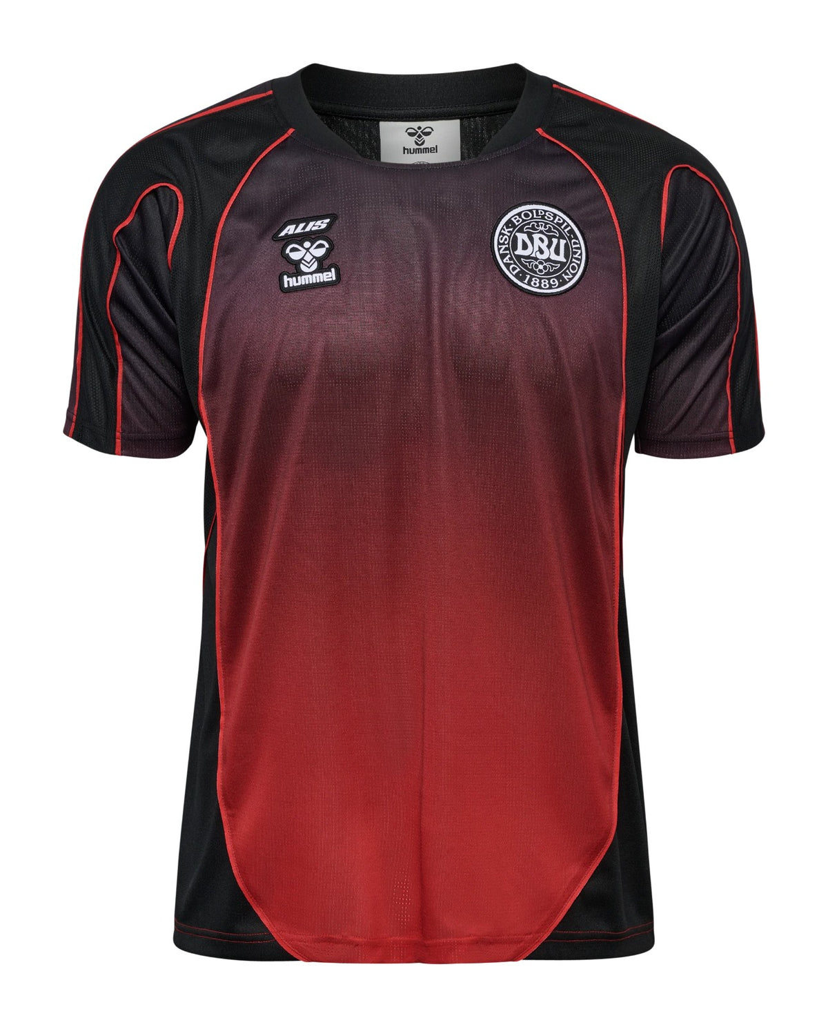 Denmark 2026-27 special shirt front, black to red fade