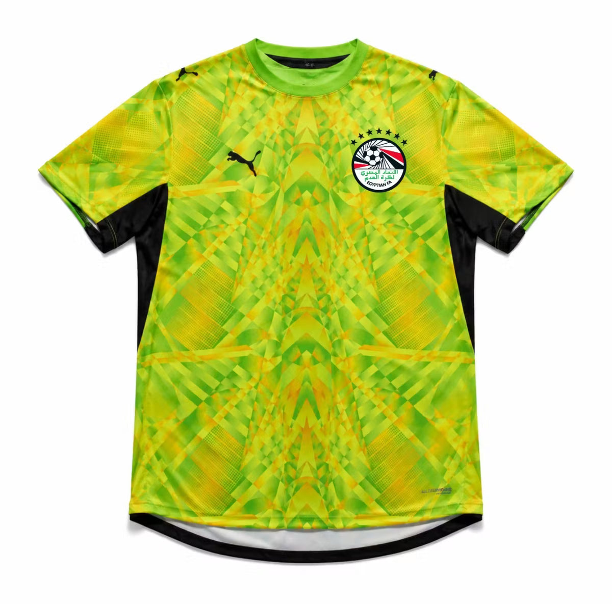 Egypt 2026 lime goalkeeper shirt front with black side panels