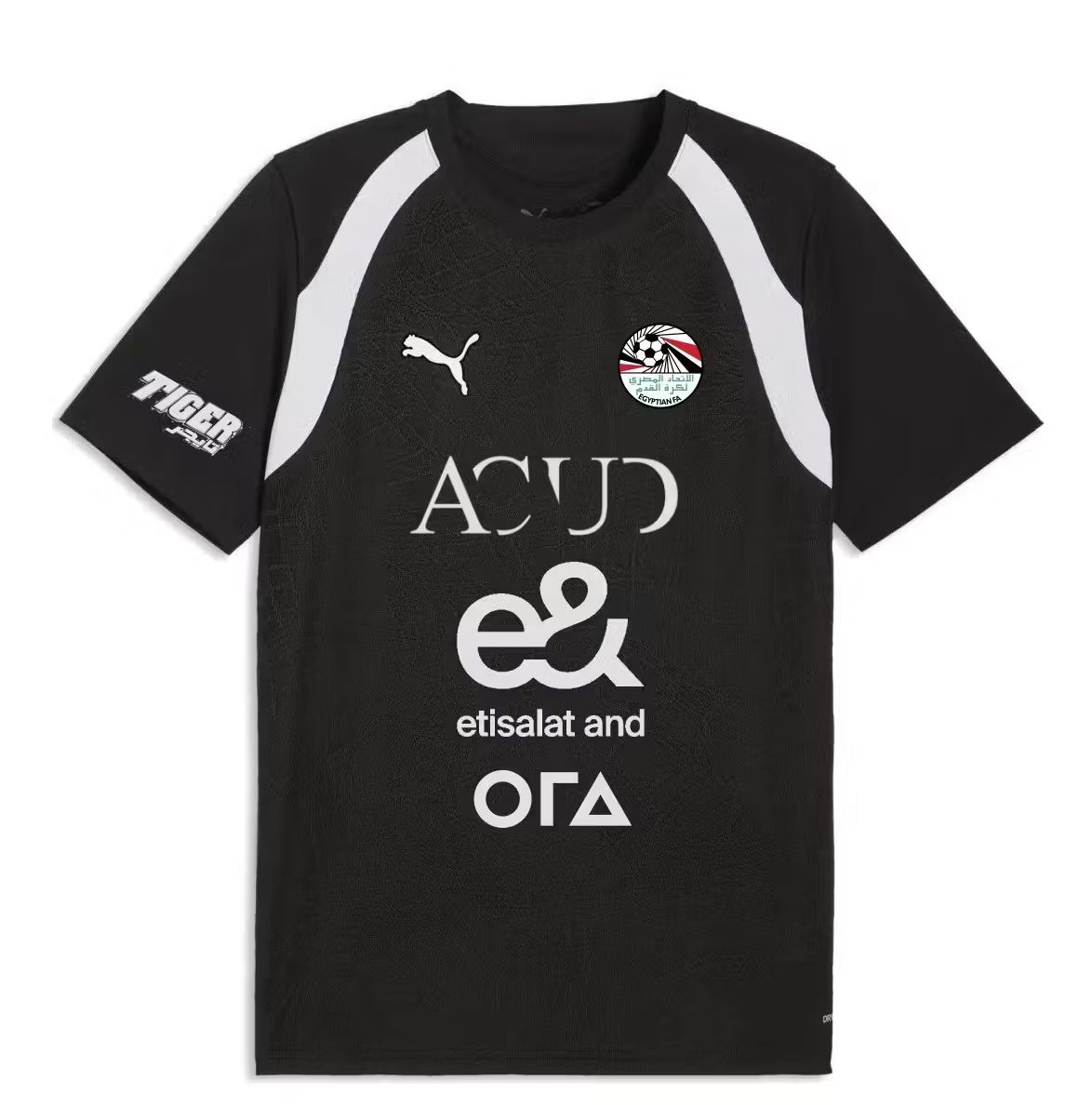 Egypt 2026 black training shirt front with sponsor logos