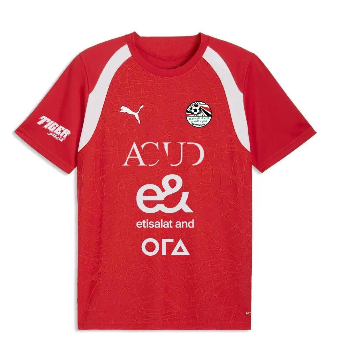 Egypt 2026 red training shirt front with sponsor logos