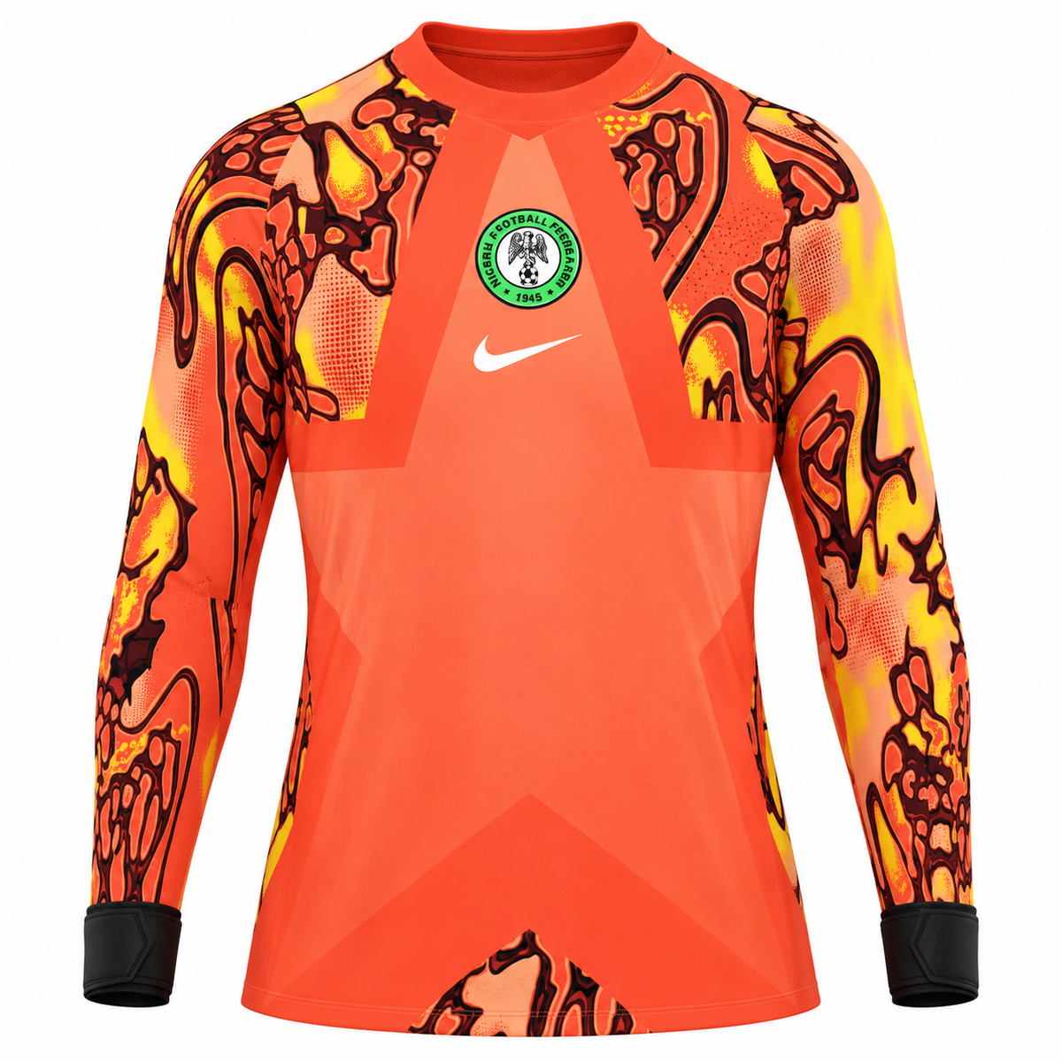 Nigeria 2026 orange goalkeeper shirt front, long sleeves