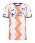 FC Cincinnati 2026 away shirt front, white Seven Hills kit with orange peaks