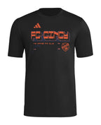 FC Cincinnati 2026 black travel shirt front with orange graphic