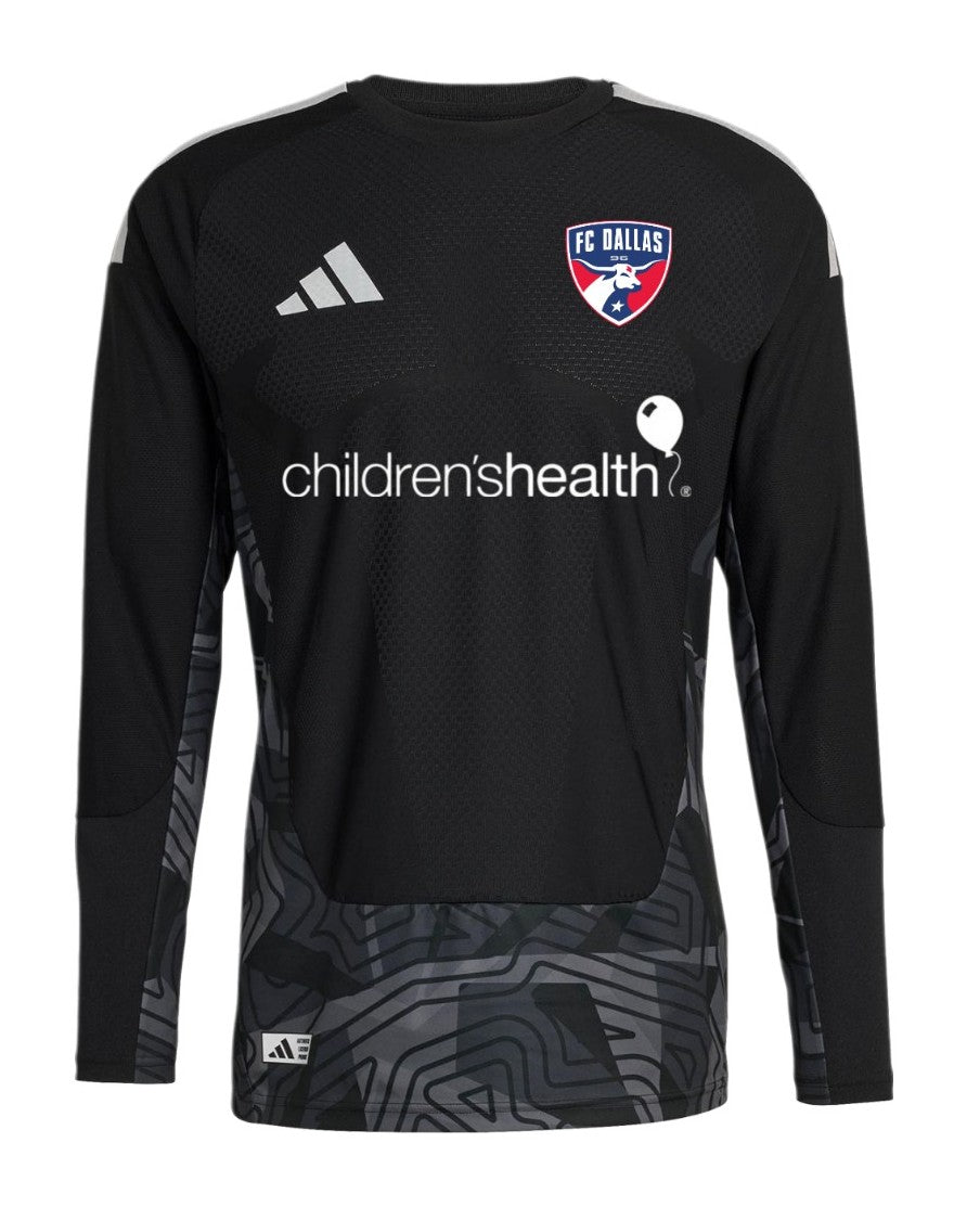 FC Dallas 2026 black goalkeeper shirt front with grey patterned hem