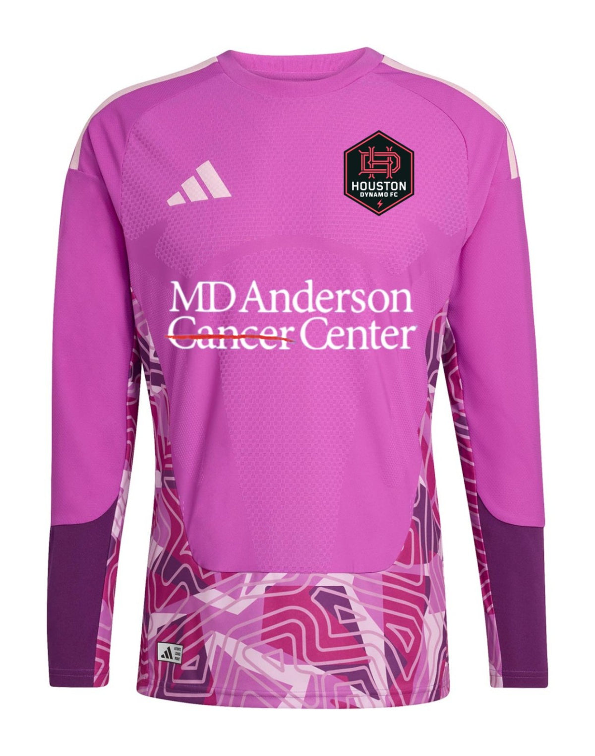 Houston Dynamo 2026 pink goalkeeper shirt front with purple sleeves