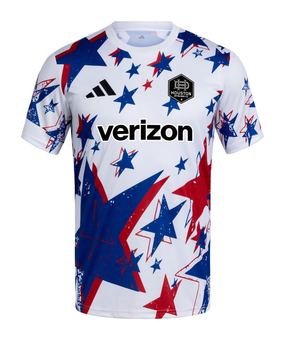 Houston Dynamo 2026 pre-match Americana shirt front, white with red and blue stars