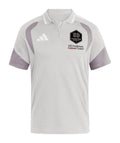 Houston Dynamo 2026 travel polo shirt front, light grey with white collar