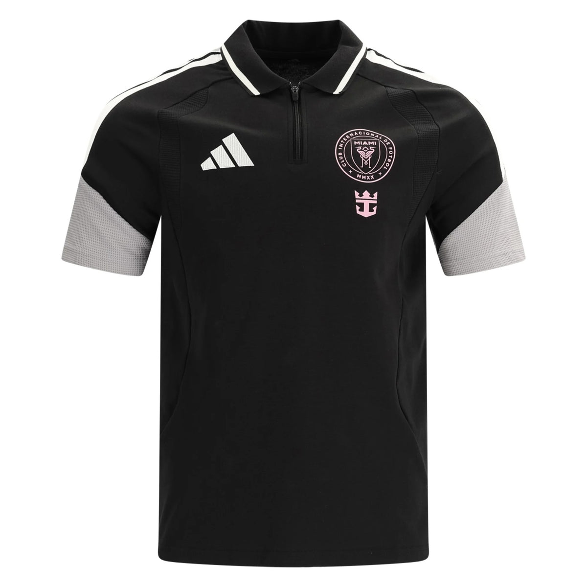 Inter Miami 2026 travel polo shirt front with pink crest