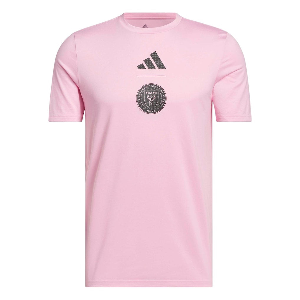 Inter Miami 2026 pink travel shirt front with black crest