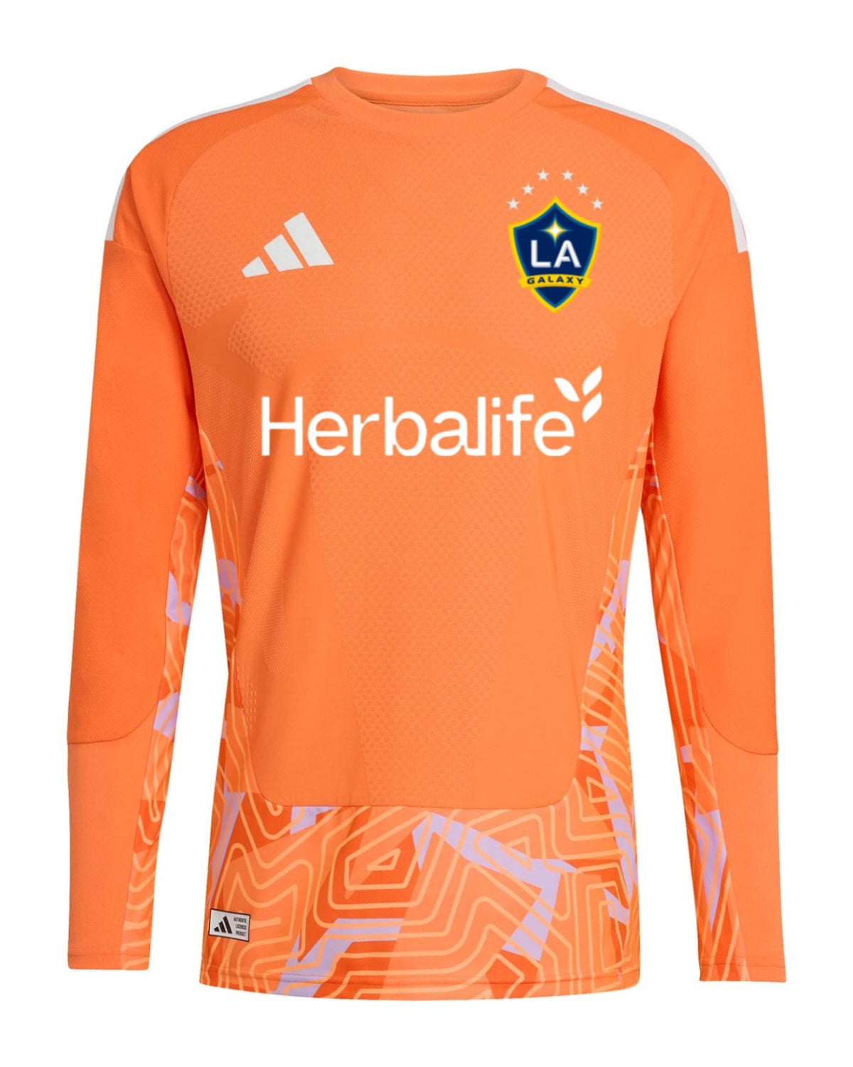 LA Galaxy 2026 orange goalkeeper shirt front, long sleeves