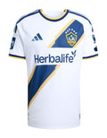 LA Galaxy 2026 home shirt front, white VeloCITY kit with navy and gold sash