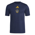 LA Galaxy 2026 navy travel shirt front with gold crest