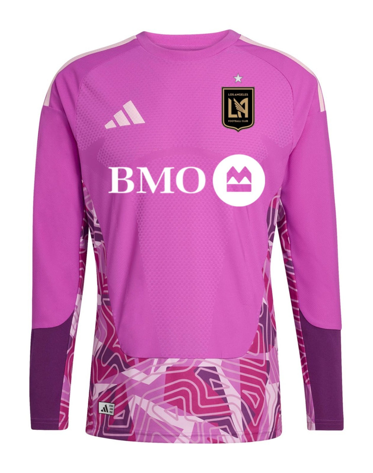 Los Angeles FC 2026 pink goalkeeper shirt front with purple sleeves