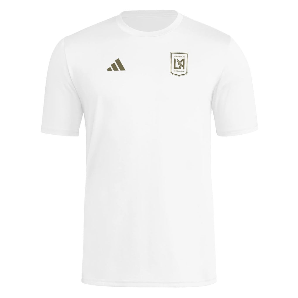 Los Angeles FC 2026 white pre-match shirt front with gold crest