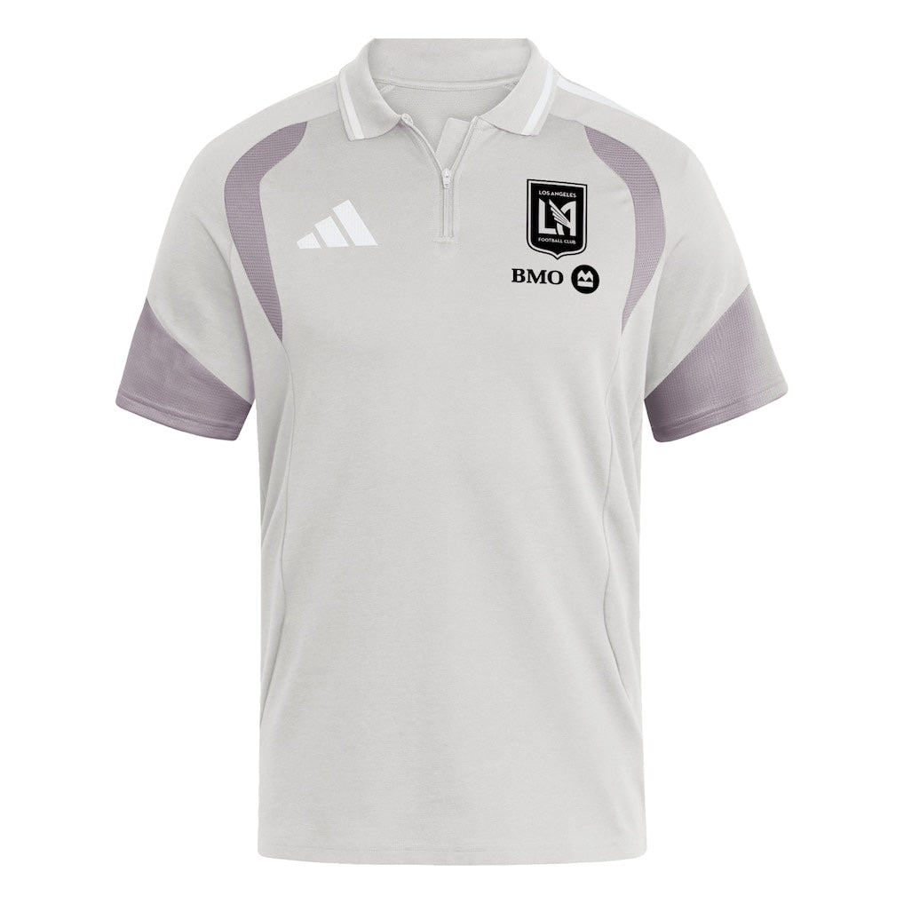 Los Angeles FC 2026 grey travel polo shirt front with white collar