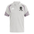 Los Angeles FC 2026 grey travel polo shirt front with white collar