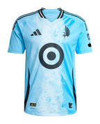 Minnesota United 2026 away shirt front, light blue Convergence kit