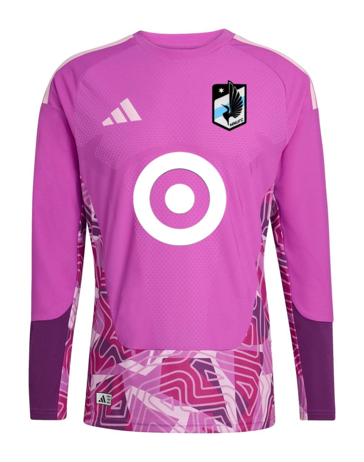 Minnesota United 2026 pink goalkeeper shirt front with purple sleeves