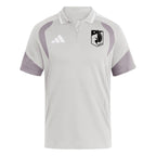 Minnesota United 2026 travel polo shirt front, light grey with white collar