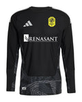 Nashville SC 2026 black goalkeeper shirt front, long sleeves with grey pattern