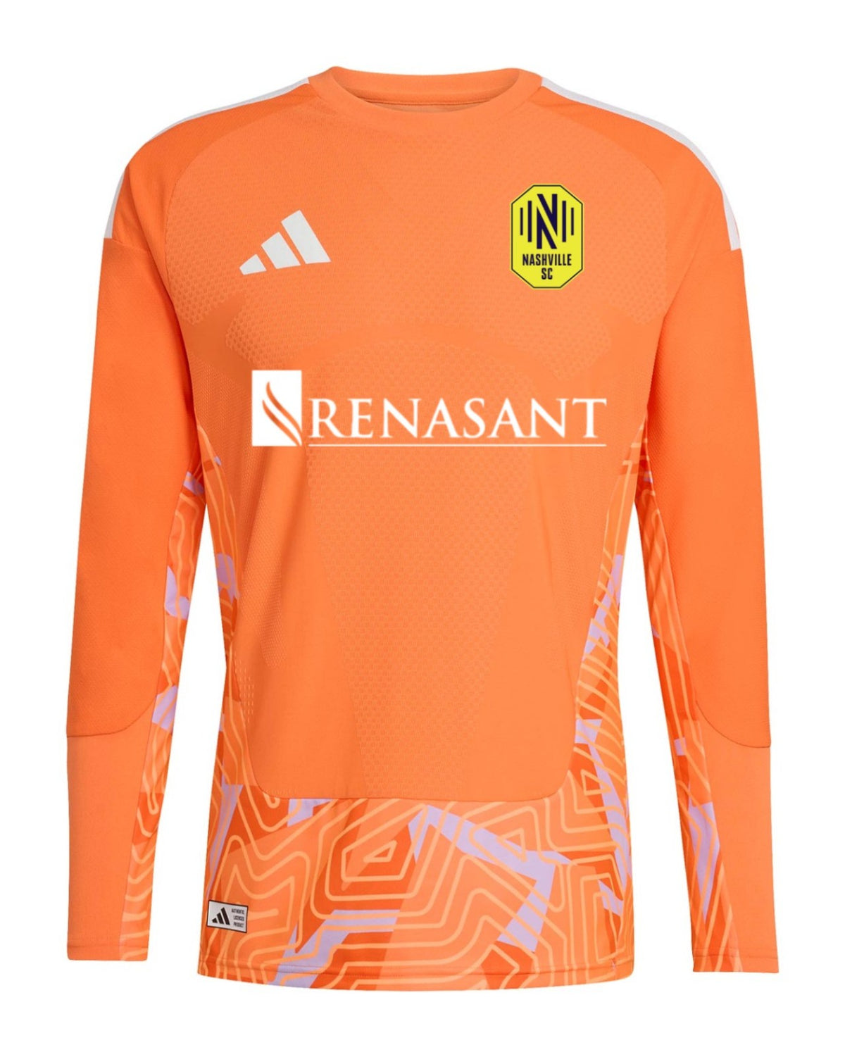 Nashville SC 2026 orange goalkeeper shirt front, long sleeves