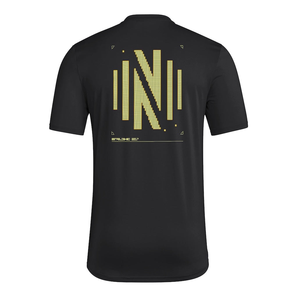 Nashville SC 2026 travel shirt back view, black
