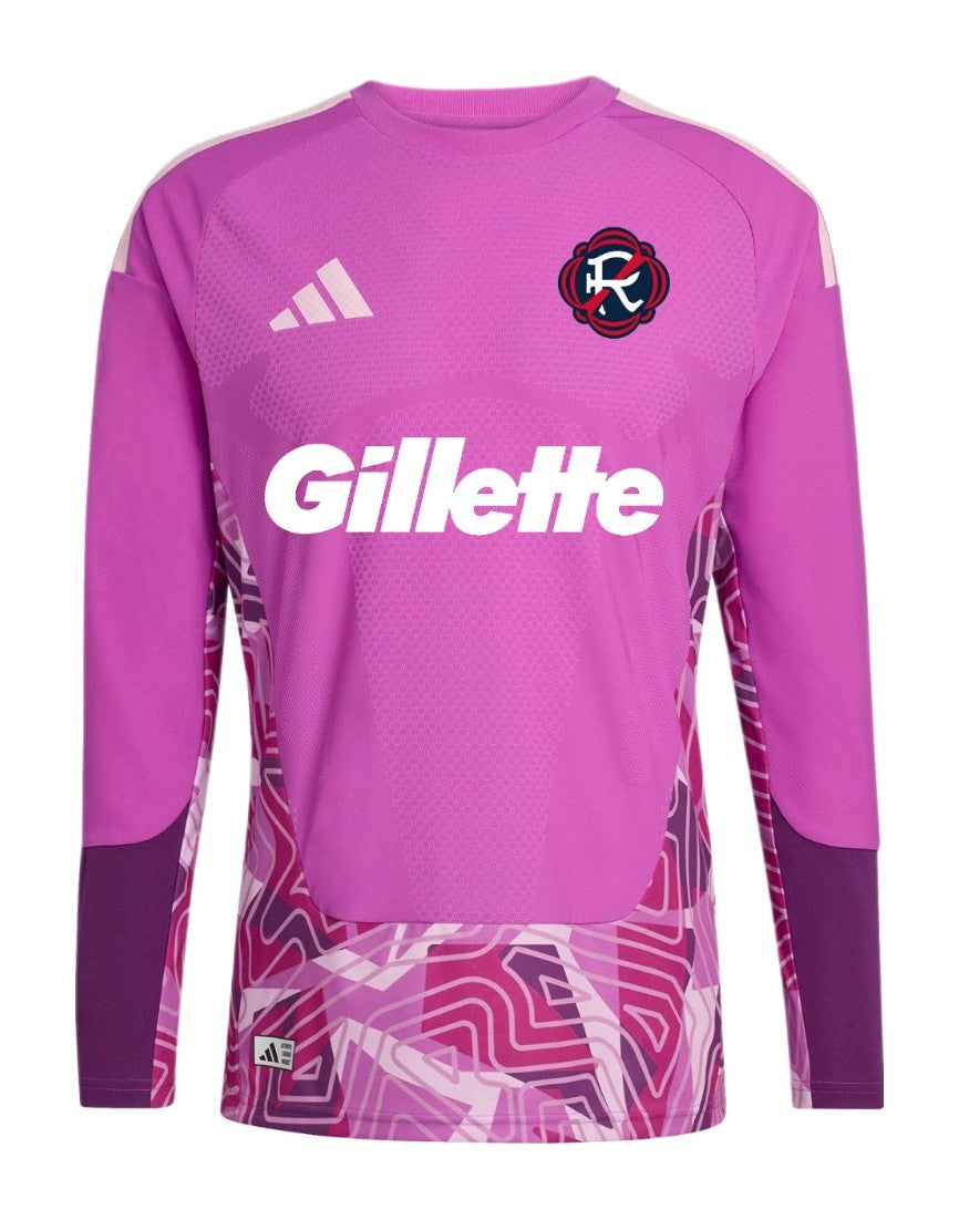 New England Revolution 2026 pink goalkeeper shirt front with purple sleeves
