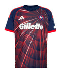 New England Revolution 2026 home shirt front, navy Independence Day kit with red starburst