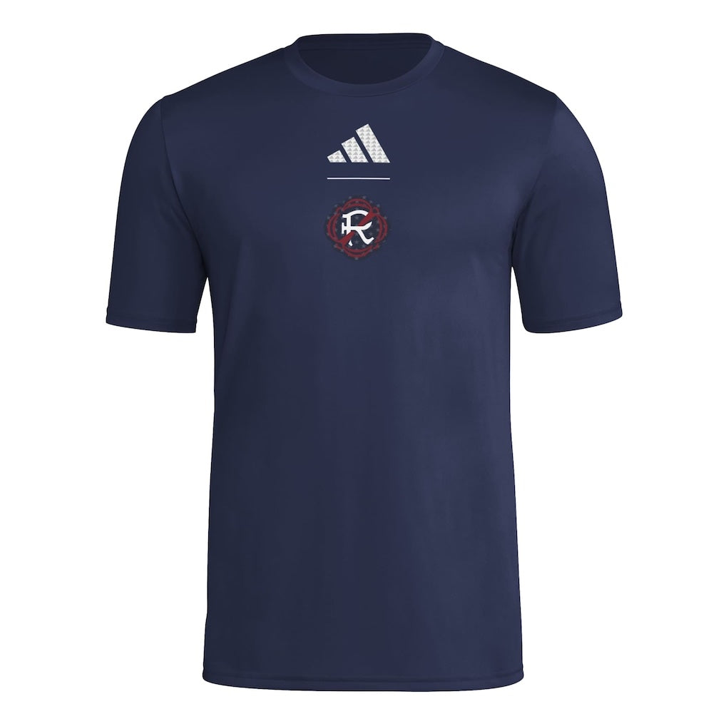 New England Revolution 2026 navy travel shirt front with club seal