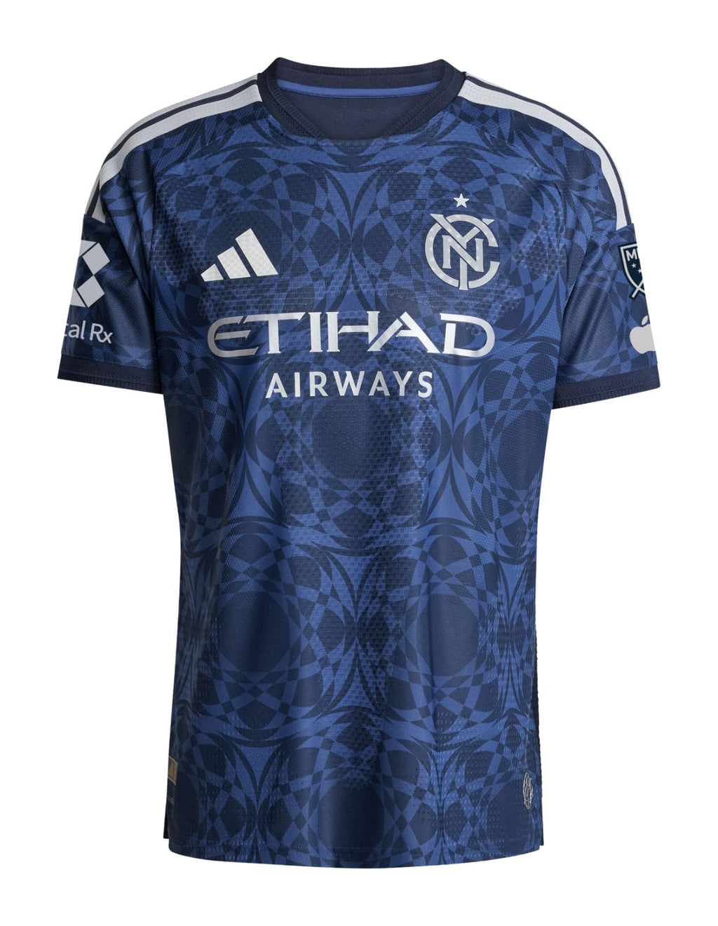 New York City FC 2026 away shirt front, deep blue All Nations kit