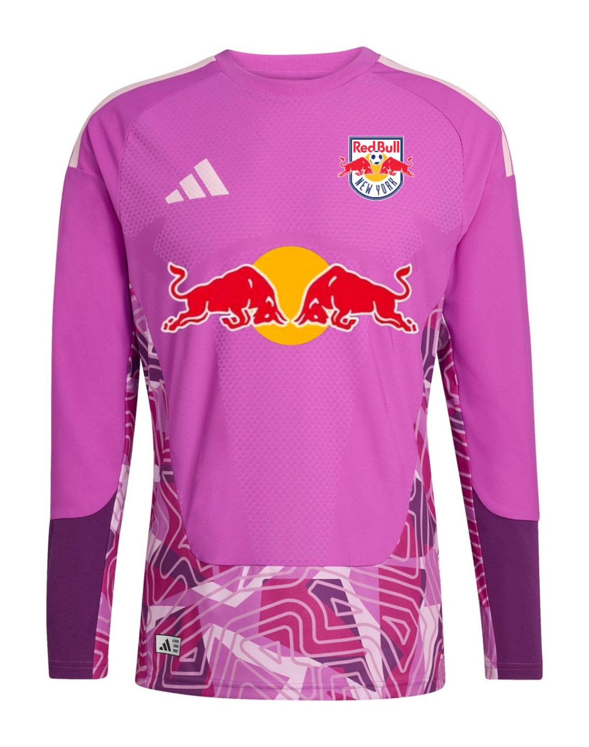 New York Red Bulls 2026 pink goalkeeper shirt front with purple sleeves