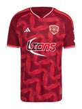 Orlando City 2026 third shirt front, red Archive kit with Lions wordmark