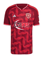 Orlando City 2026 third shirt front, red Archive kit with Lions wordmark