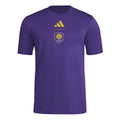 Orlando City 2026 purple travel shirt front with gold logo and crest
